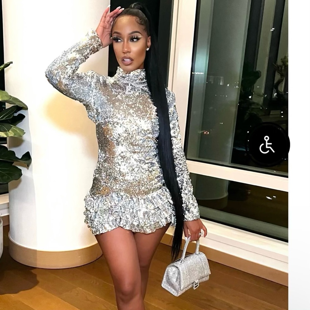 Ella Lisq silver sequin dress.